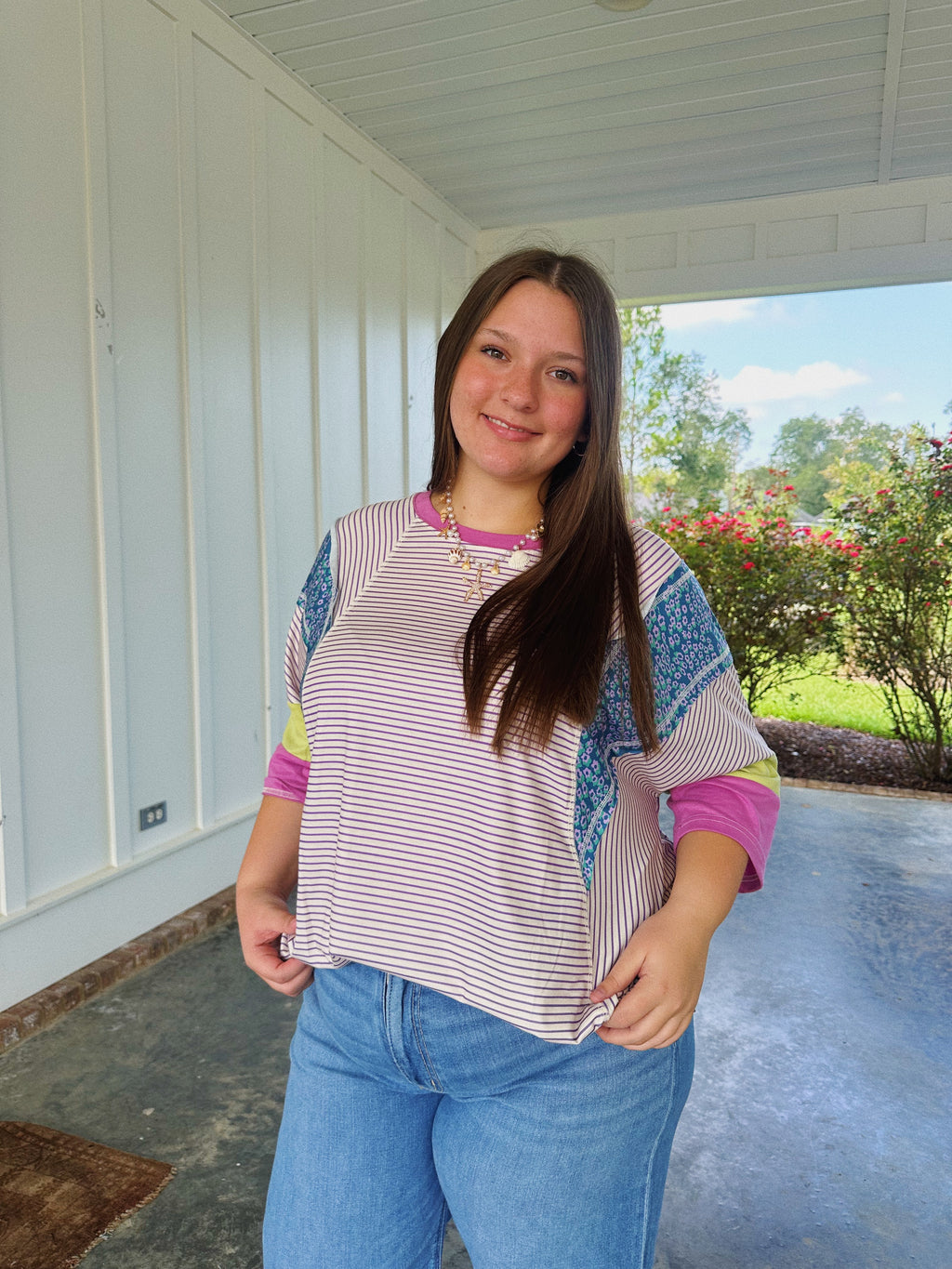 PURPLE PATCH WORK TOP