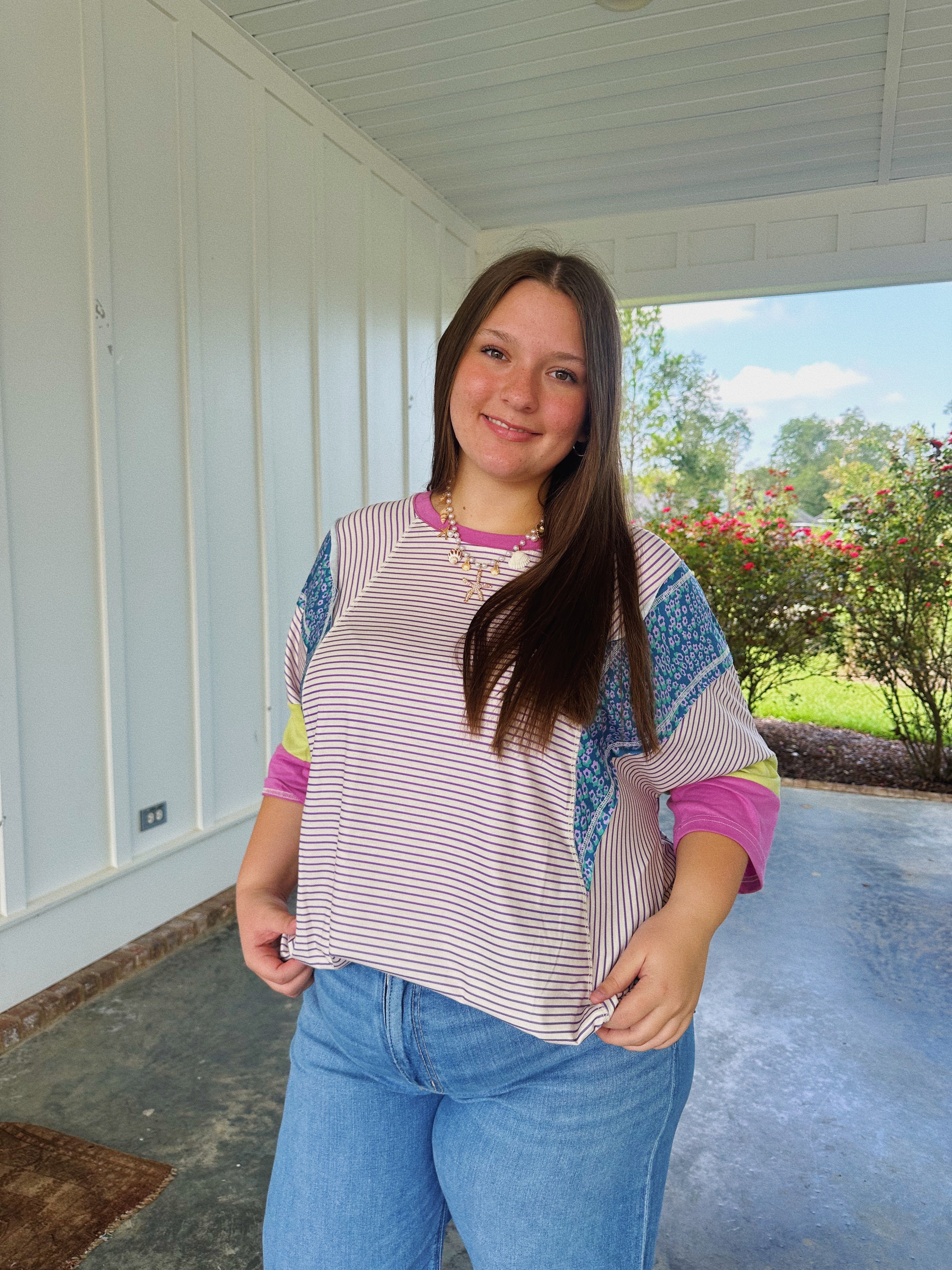 PURPLE PATCH WORK TOP
