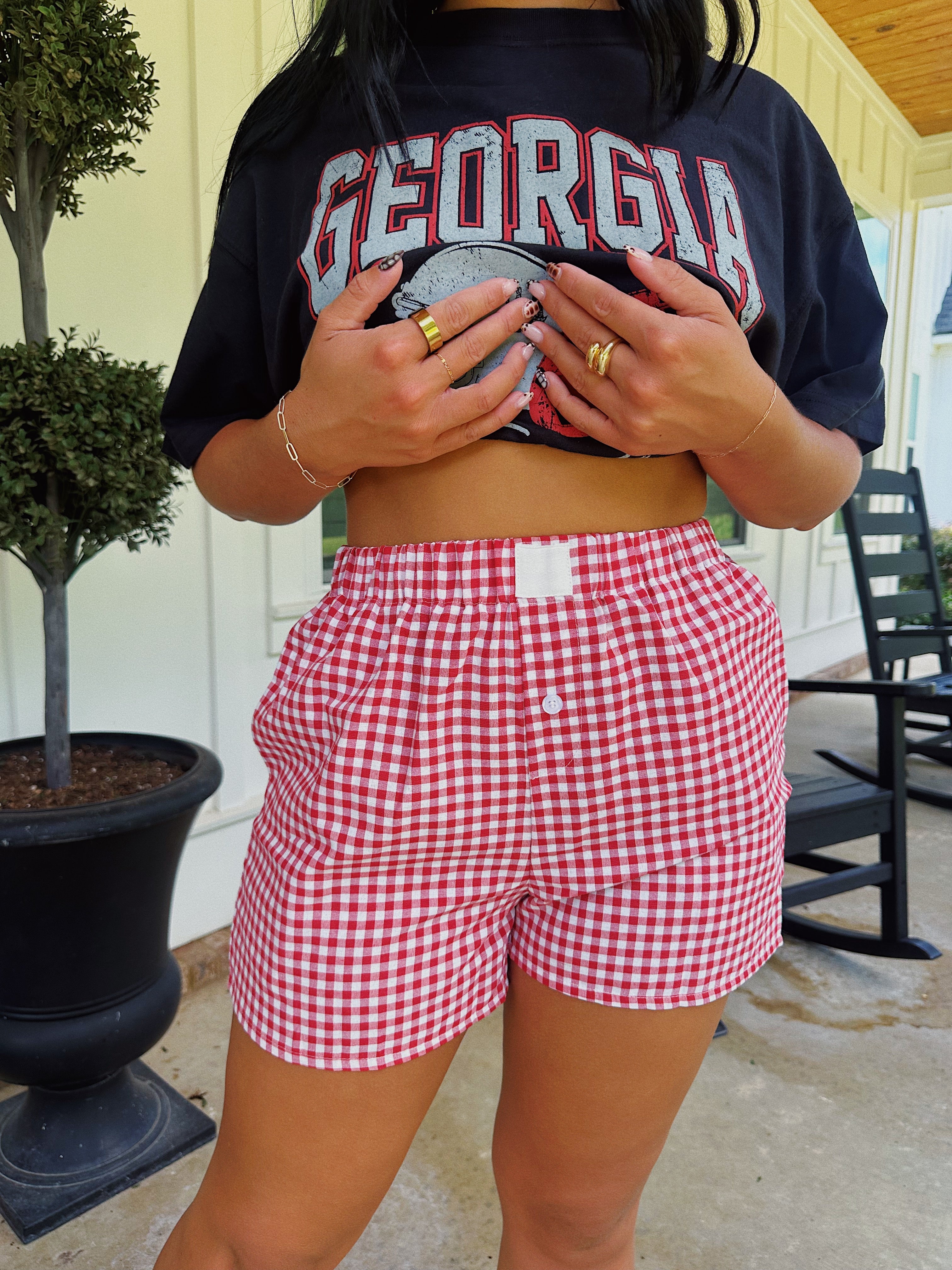 GINGHAM BOXER SHORTS // RED