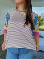 PURPLE PATCH WORK TOP