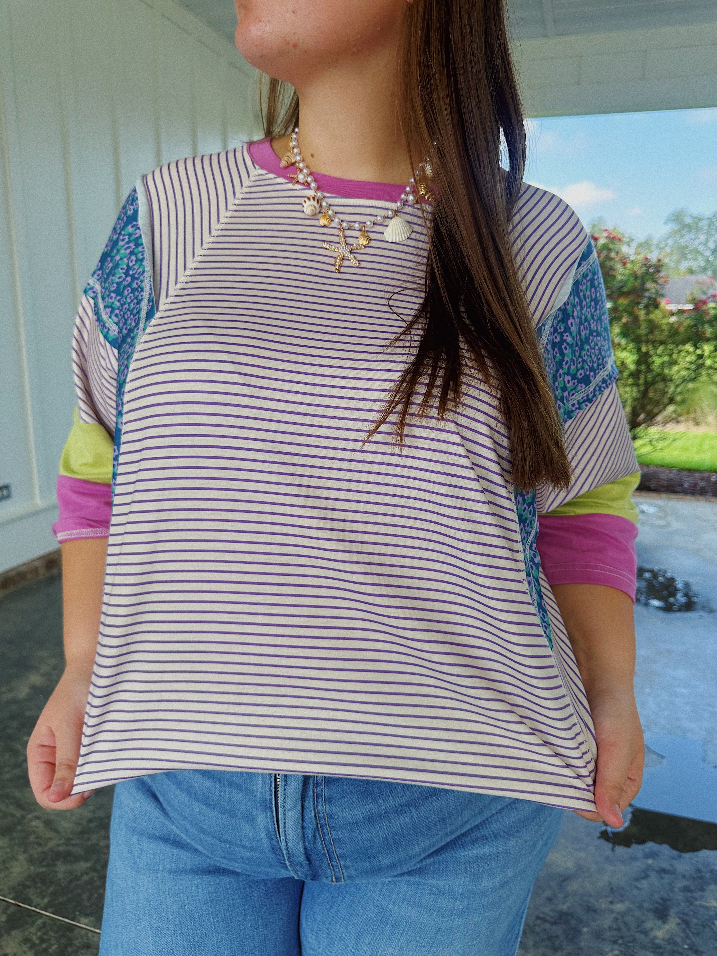 PURPLE PATCH WORK TOP