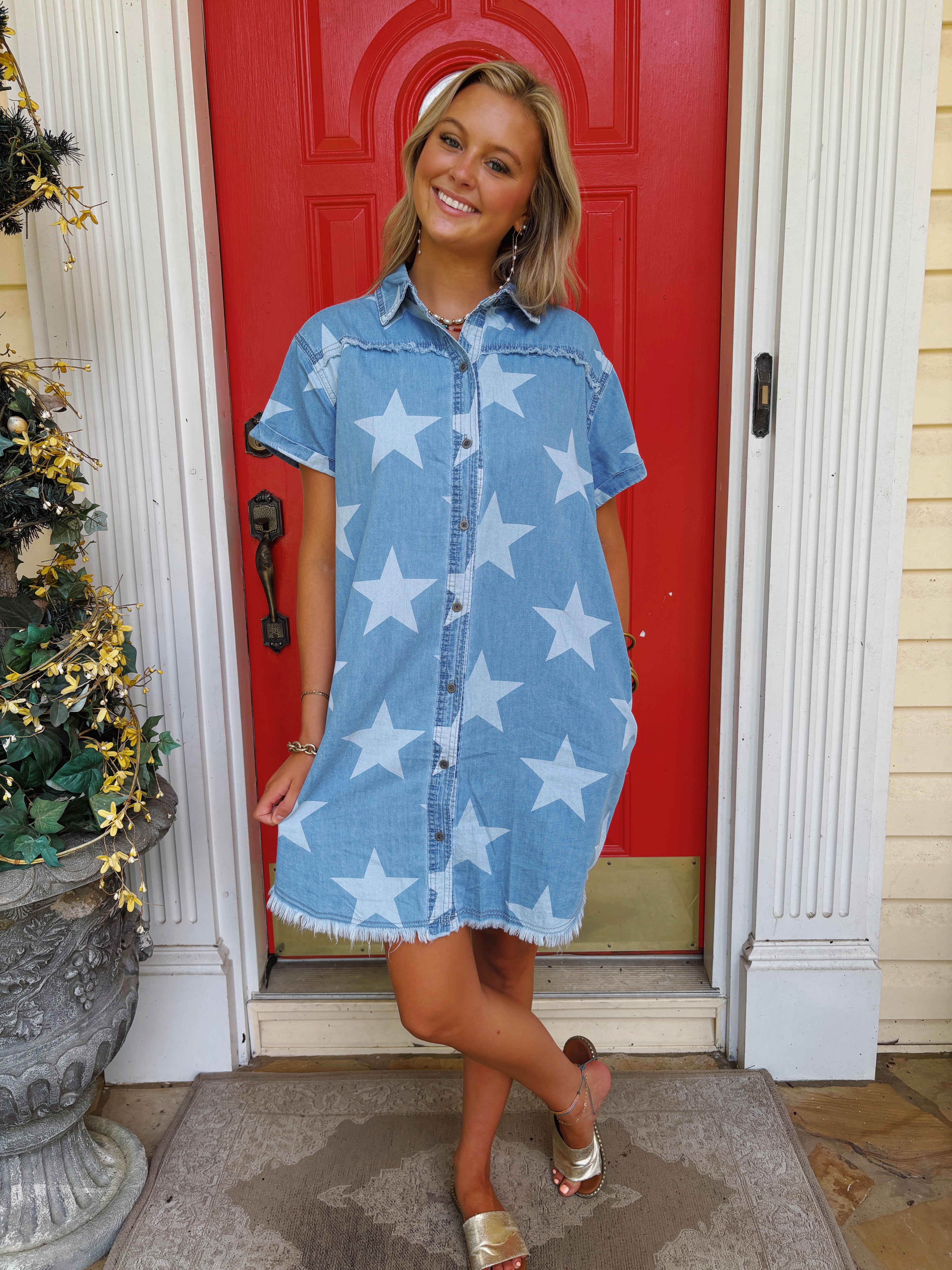 STAR SPANGLED DENIM DRESS
