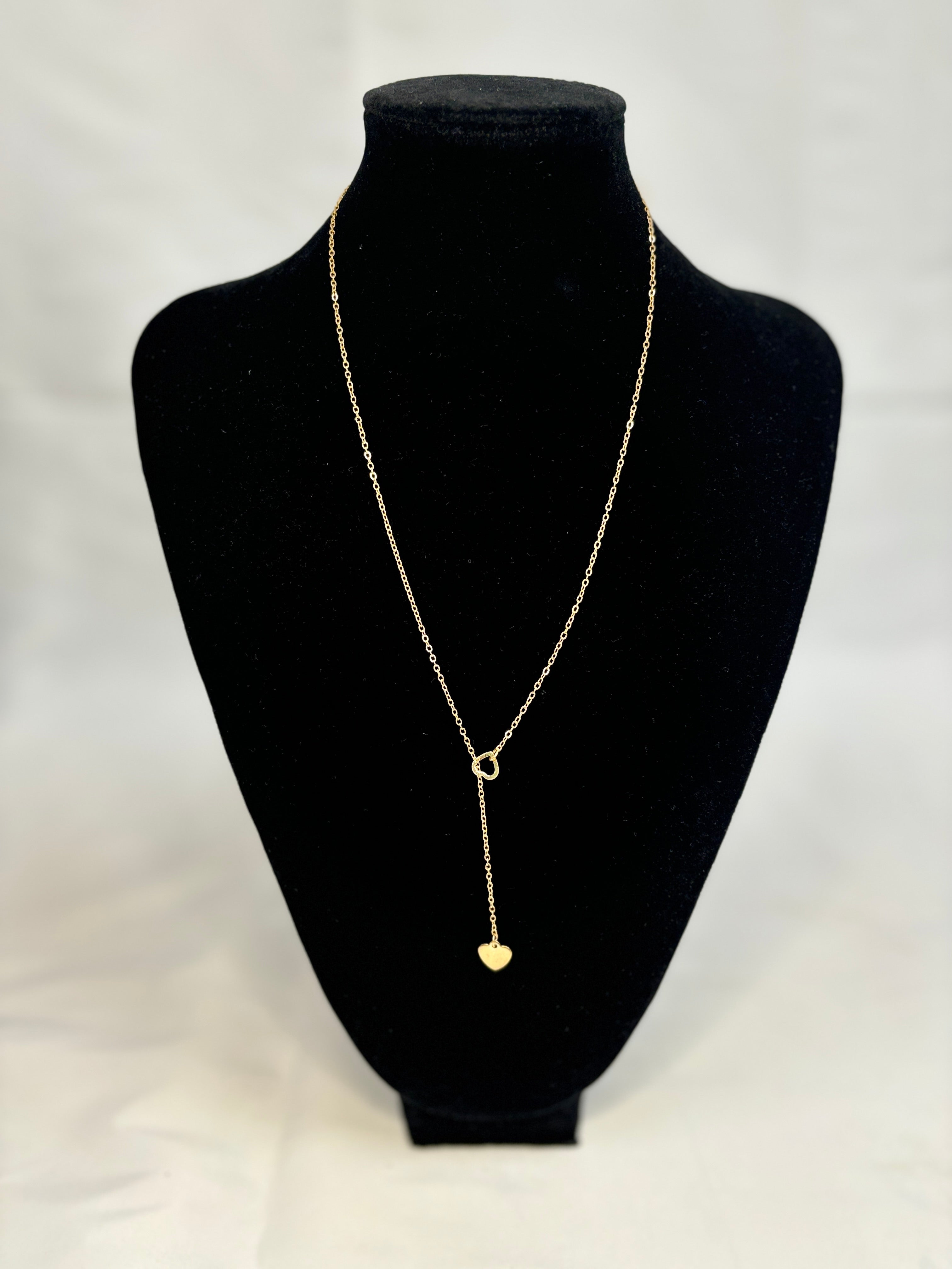 DROP HEART GOLD NECKLACE
